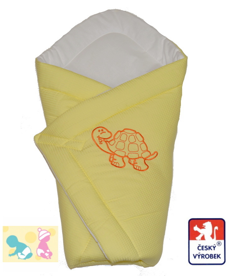 Dětské povlečení do postýlky, Dětský svět, žluté, Vaflové s výšivkou Kočičky