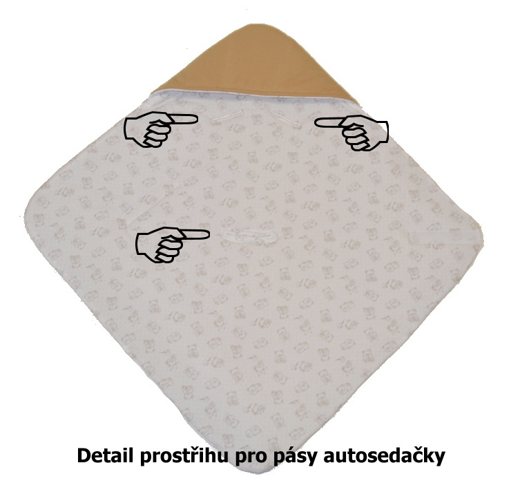 Rychlozavinovačka do autosedačky Dětský svět růžová s výšivkou medvídka bavlněná