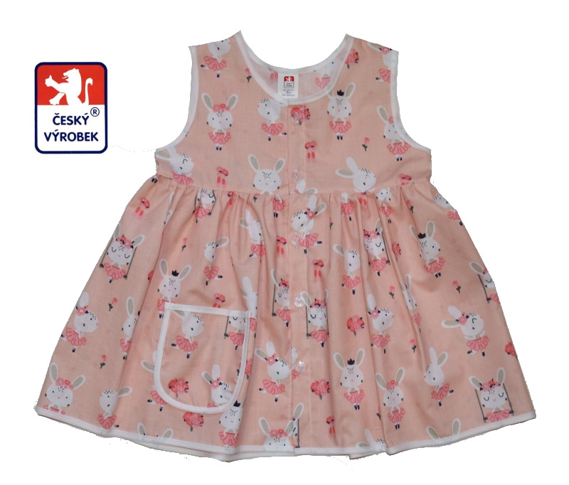 Dětská bavlněná látka se zvířátky, králíček baletka na světlém podkladě