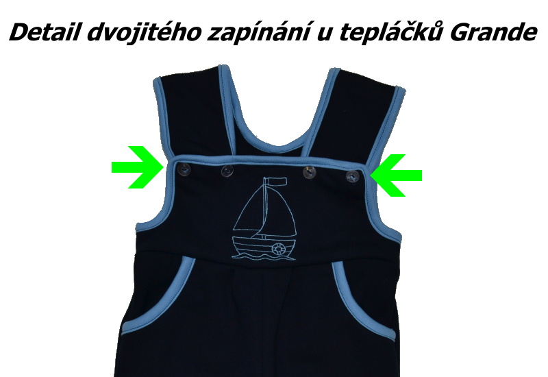 Dětské tepláky s laclem Dětský svět Grande tmavě modré s dráčkem vel.104