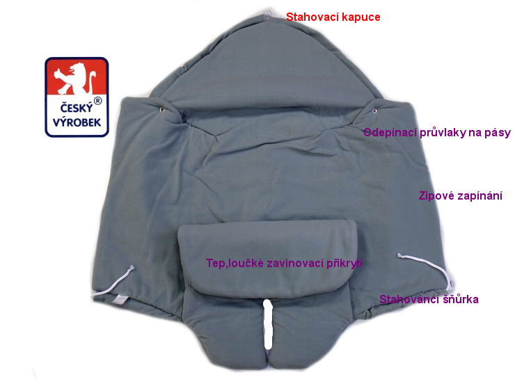 Zavinovačka do autosedačky Dětský svět  bavlněná s výšivkou krémová pro 5-ti bodové uchycení