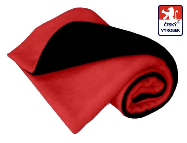 Dětská deka do kočárku Dětský svět dvojitá fleece black/červená