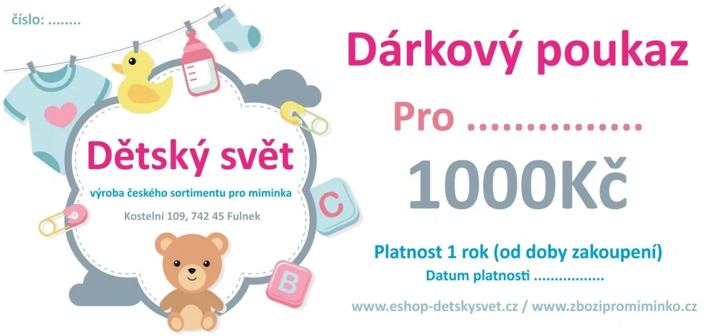 Dárkový poukaz pro miminko a nastávající rodiče 1000 Kč – ideální dárek