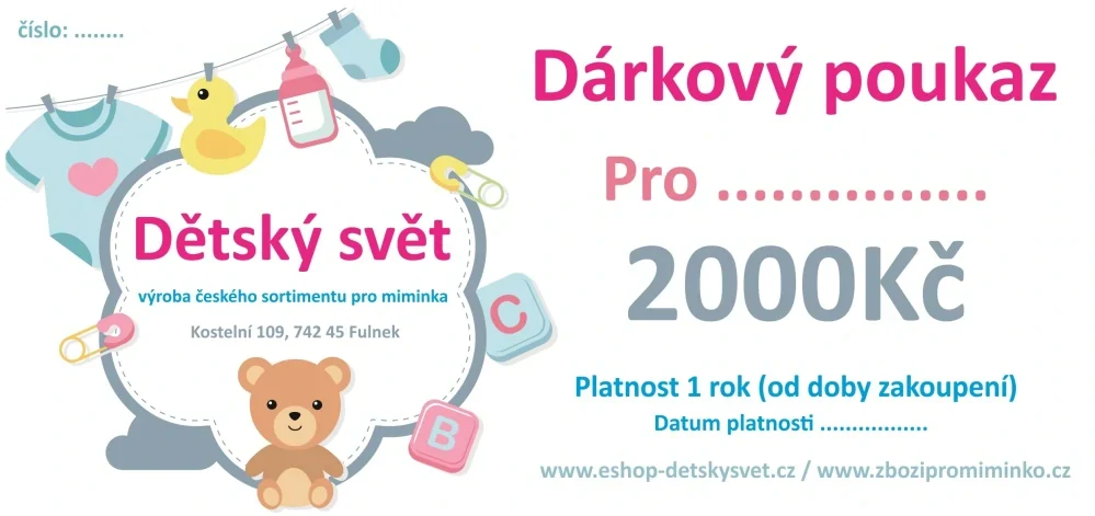 Dárkový poukaz pro miminko a nastávající rodiče 2000 Kč – ideální dárek