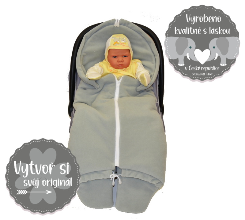 Zavinovačka do autosedačky Dětský svět fleece světle šedá