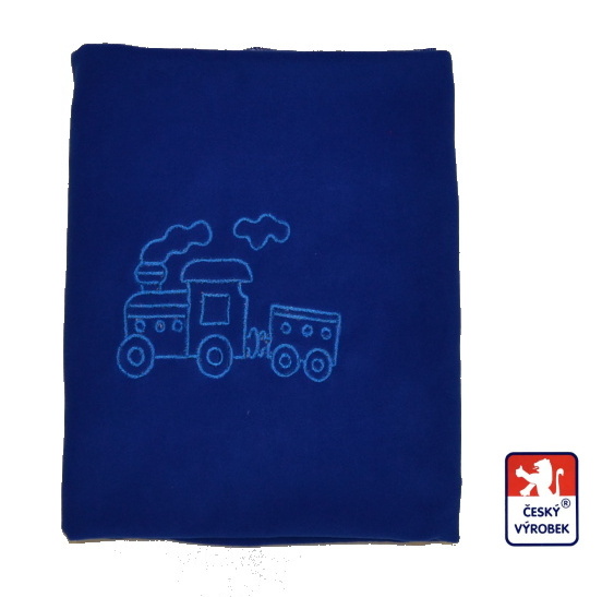 Dětská deka do kočárku Dětský svět fleece modrá s Vláčkem