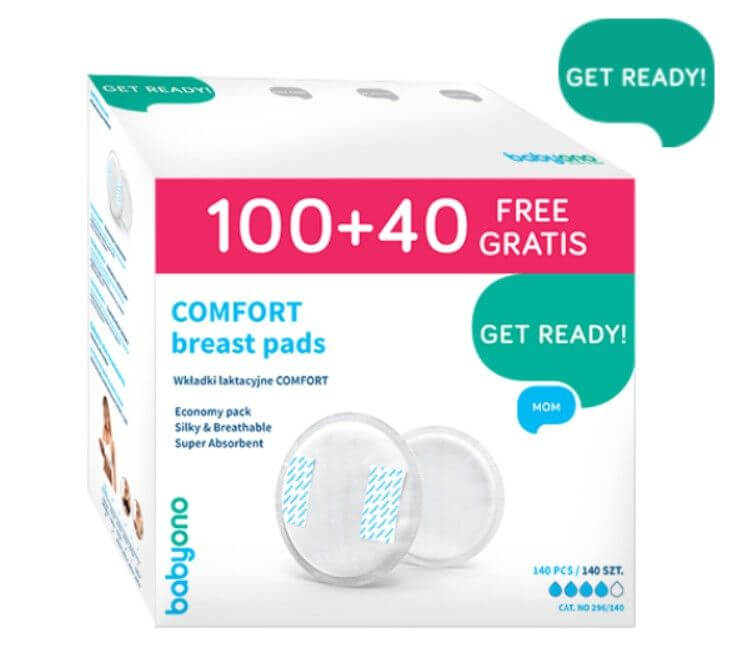 Vložky do podprsenky BabyOno Comfort 100+40 ks | Vysoce savé prsní vložky