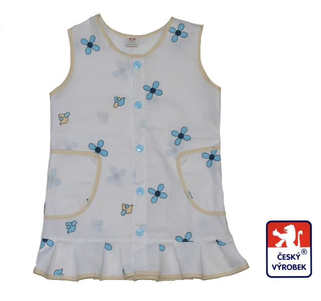 Zástěrka do školky Dětský svět modrý květ vel.98