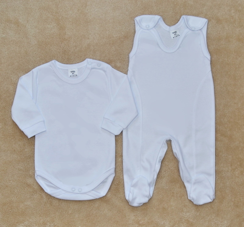 Dětská soupravička Gama 2 díly bílé body+dupačky velikost 86