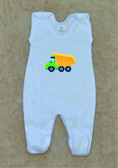 Dětské bavlněné dupačky Gama bílé nákladní auto vel.86