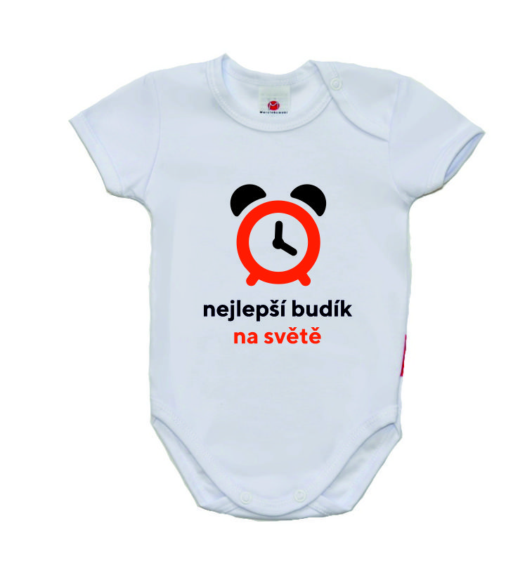 Vtipné body pro miminko, Gama, krátký rukáv, Nejlepší budík na světě vel.62