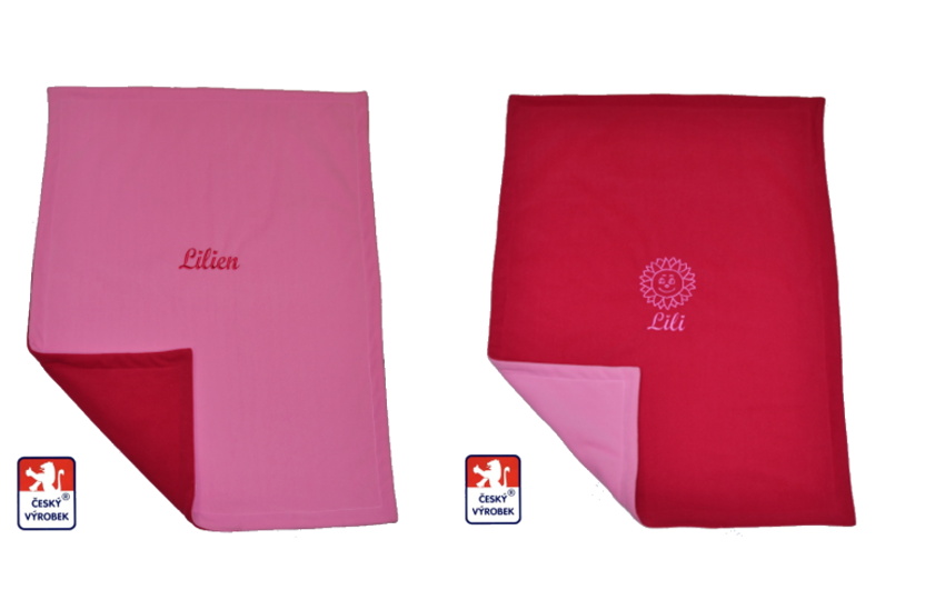 Dětská do kočárku se jménem 2v1 Dětský svět dvojitá fleece pink