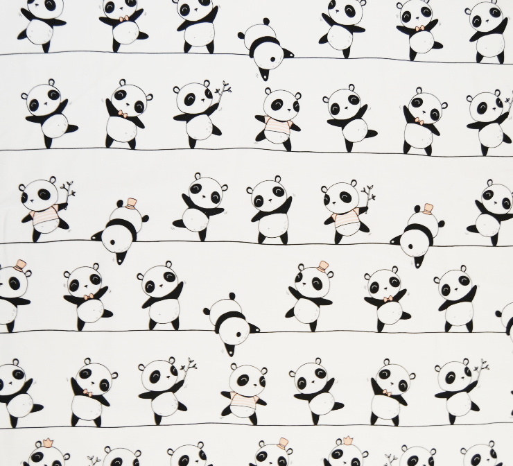 Bavlněná dětská látka bílá panda