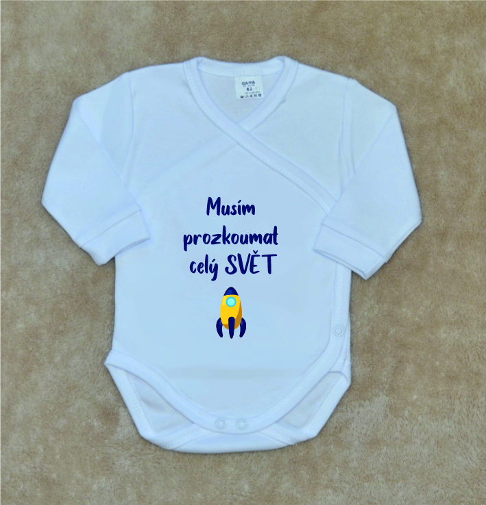 Dětské vtipné body, Gama, bílé zavinovací, celý svět vel.62