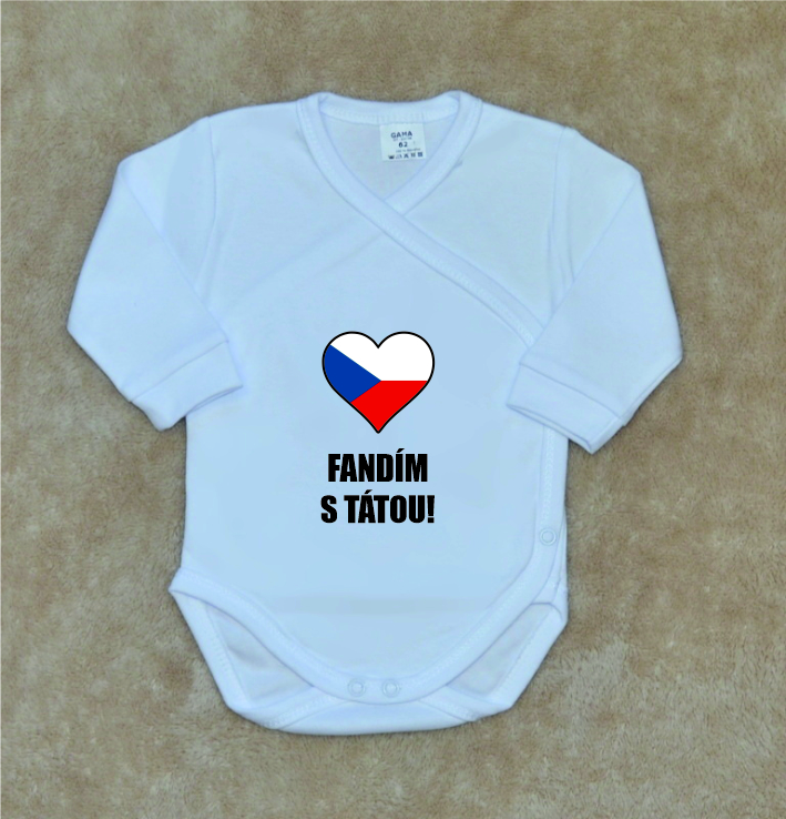 Dětské vtipné body, Gama, bílé zavinovací, fandím s tátou vel.56
