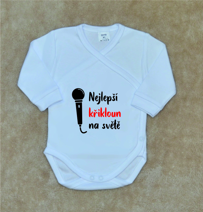 Dětské vtipné body, Gama, bílé zavinovací, křikloun vel.50