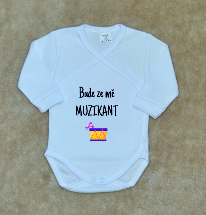 Dětské vtipné body, Gama, bílé zavinovací, muzikant