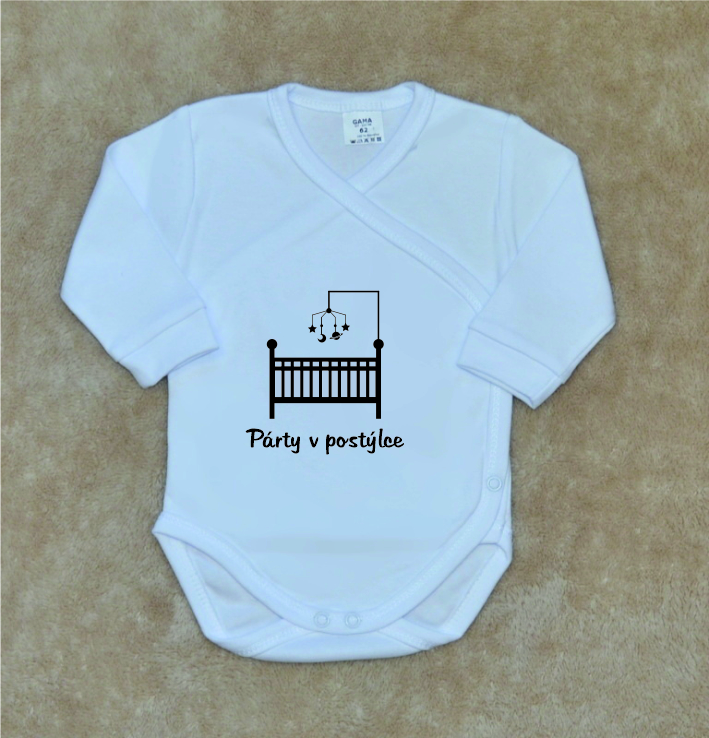 Dětské vtipné body, Gama, bílé zavinovací, party v postýlce vel.62