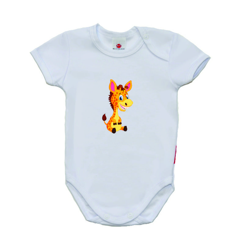 Dětské body krátký rukáv Gama, sedící žirafa vel.86