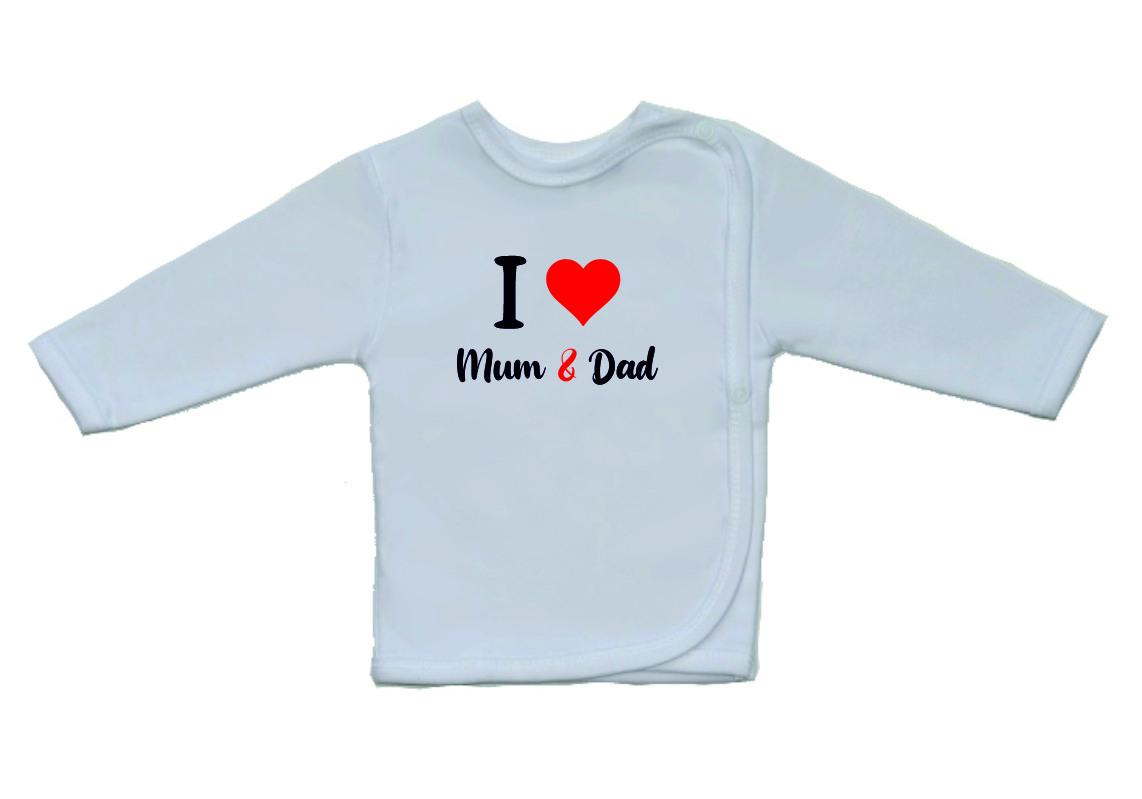 Košilka pro miminko Gama větší nápis I love Mum and Dad vel.56