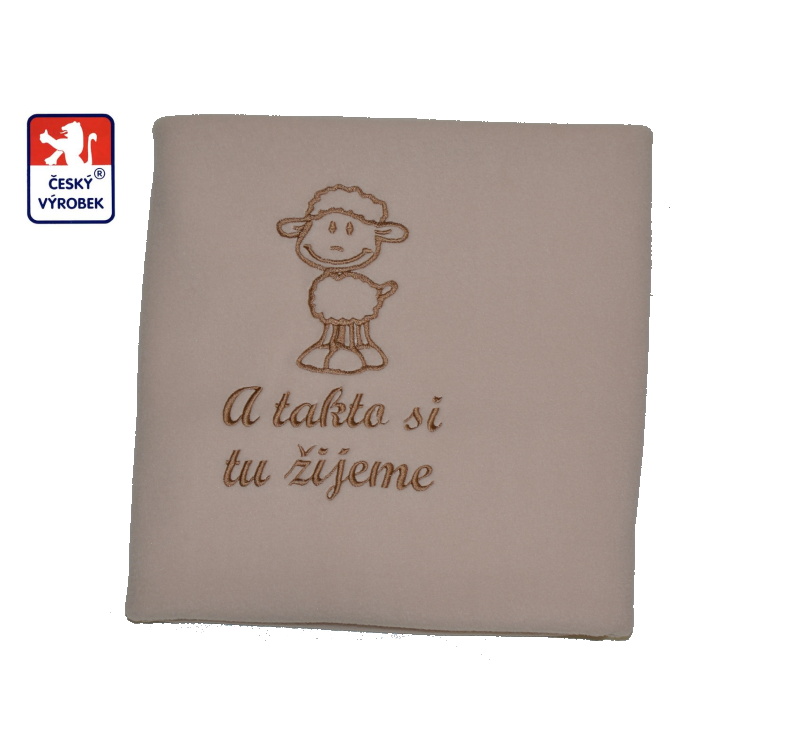 Dětská deka se jménem Dětský svět vlastní návrh, béžová ovečka