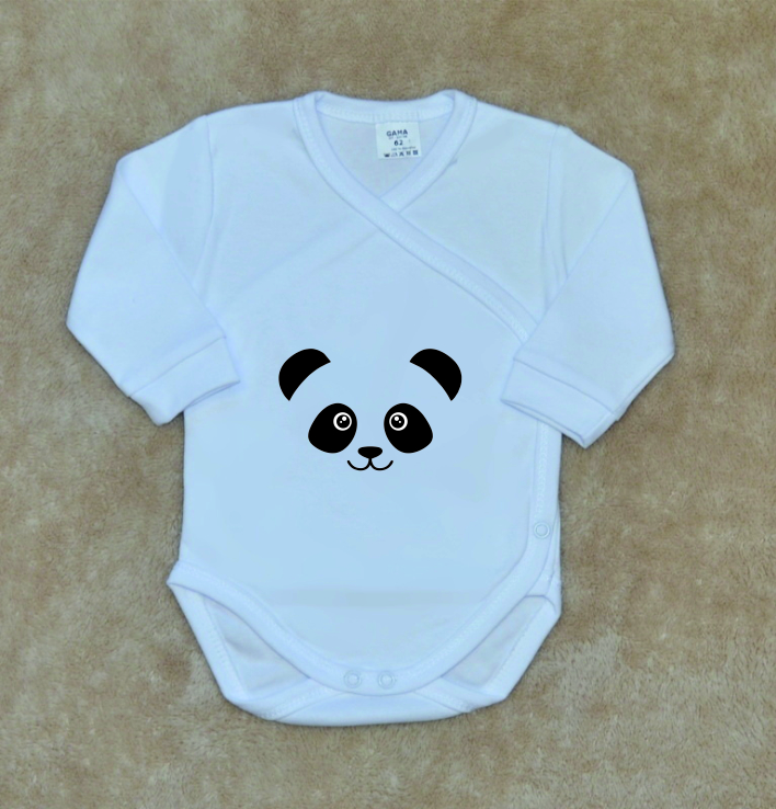 Dětské bílé zavinovací body Gama smile panda vel.56