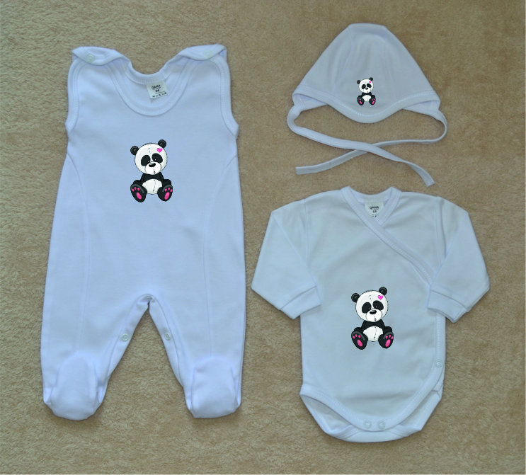 Bílá kojenecká soupravička Gama Comfort roztomilá panda