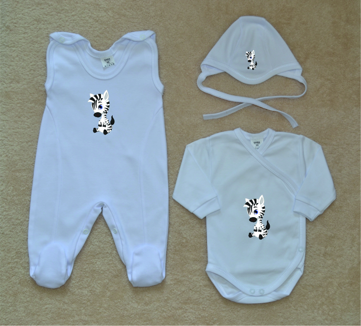 Bílá kojenecká soupravička Gama Comfort sedící zebra