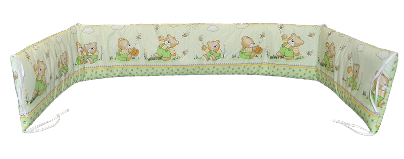 Mantinel do postýlky Dětský svět 60x120x60 potisk plátna č.354 zelený medvídek s medem