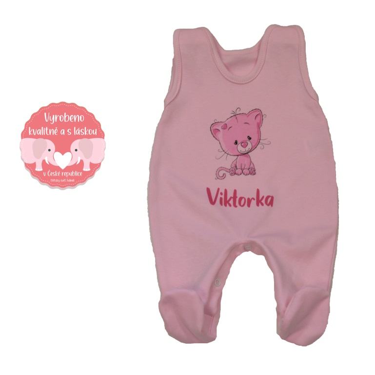 Dětské dupačky Gama, růžové se jménem a obrázkem
