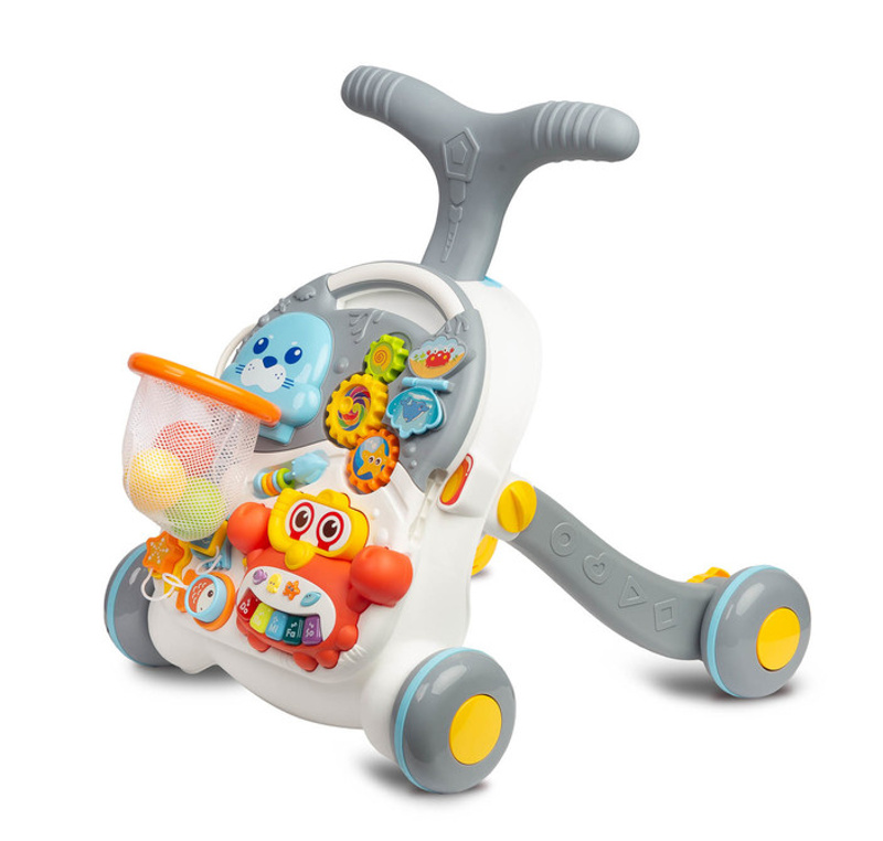 Dětské interaktivní chodítko, stoleček s příslušenstvím 2v1, TOYZ SPARK, šedé