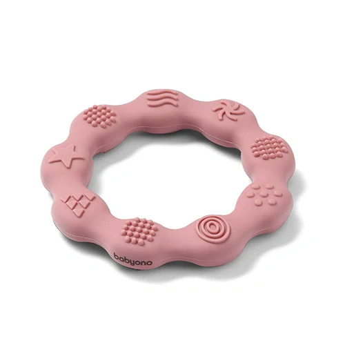 Kojenecké silikonové kousátko BabyOno RING růžové
