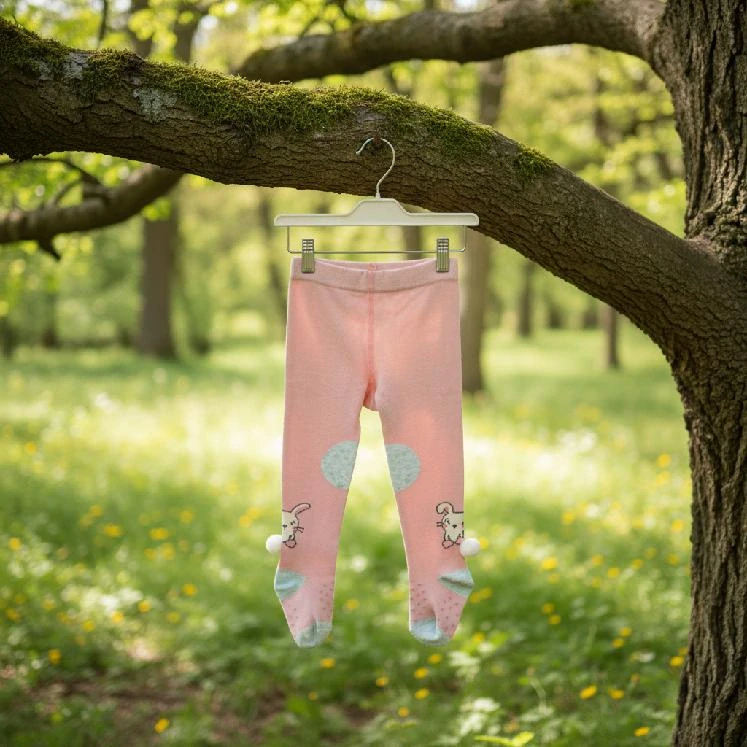Dívčí punčocháče YO Baby ABS růžové s králíčkem vel. 80/86