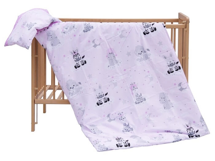 Bavlněná dětská látka světle růžová zebra s kamarády