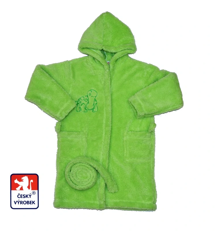 Dětský župan Dětský svět lamový zelený s výšivkou velikost 86