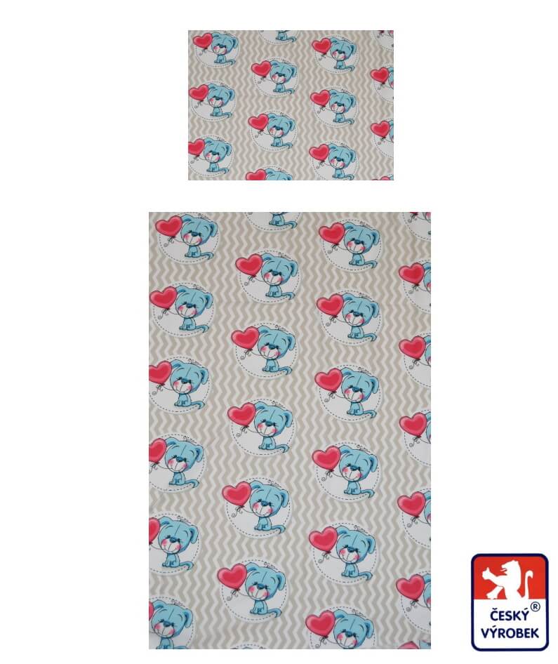 Bavlněná dětská látka pejsci s balónky