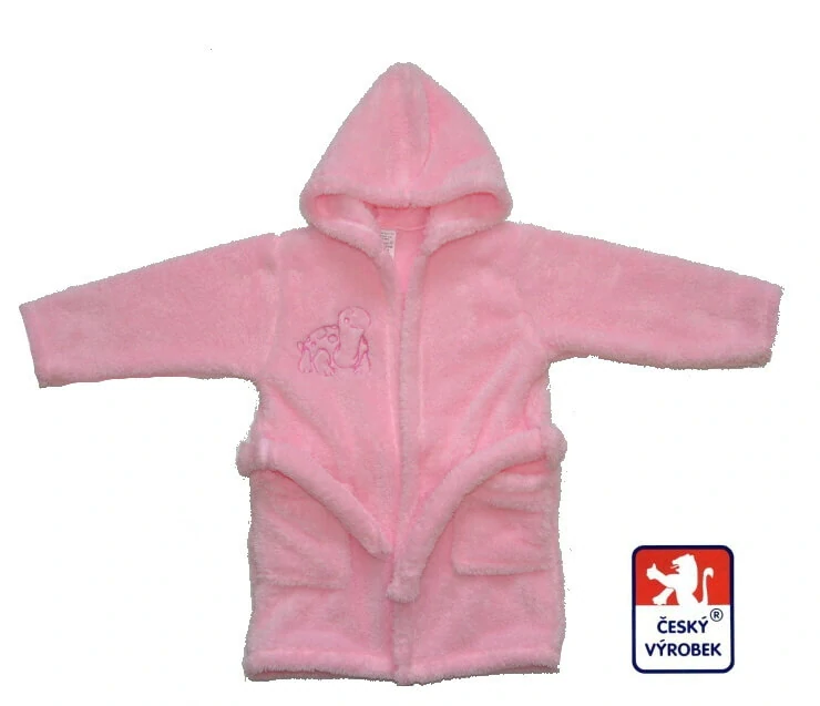 Dětský župan Dětský svět lamový růžový s výšivkou velikost 128