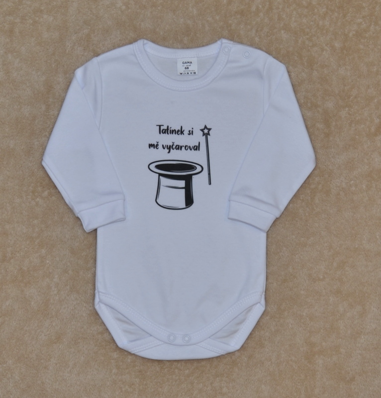 Vtipné dětské body, Gama, krátký rukáv, Tatínek si mě vyčaroval velikost 74