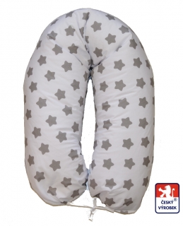 Bavlněná dětská látka bílá s větší šedou hvězdou