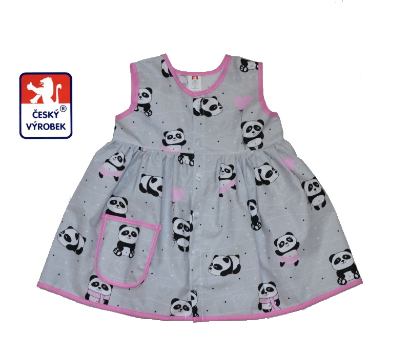 Bavlněná dětská látka šedá panda