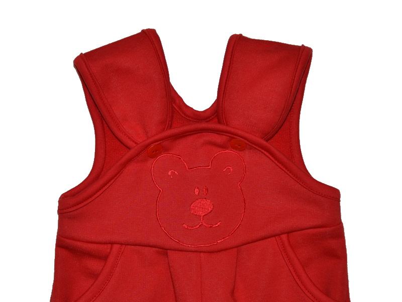 Dětské tepláky se šráčky Dětský svět červené s medvídkem vel.98