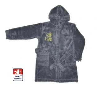 Dětský župan Dětský svět lamový šedý s výšivkou