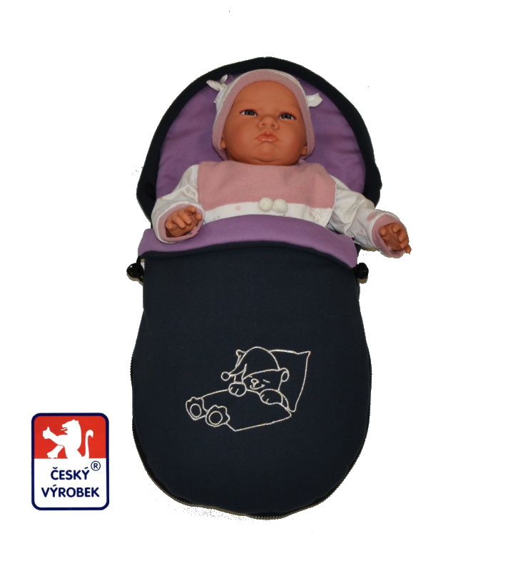 Fusak pro panenky Dětský svět fleece šedý s medvídkem