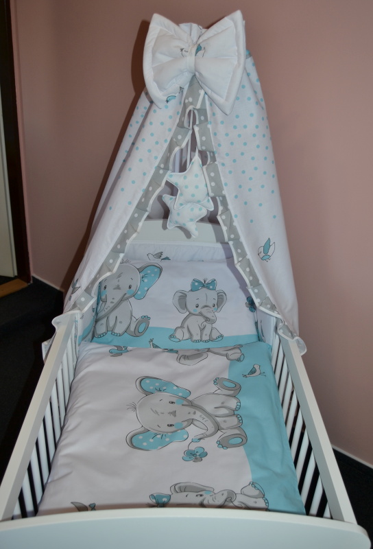 Souprava do postýlky 4dílná Dětský svět tyrkysový slon Jumbo
