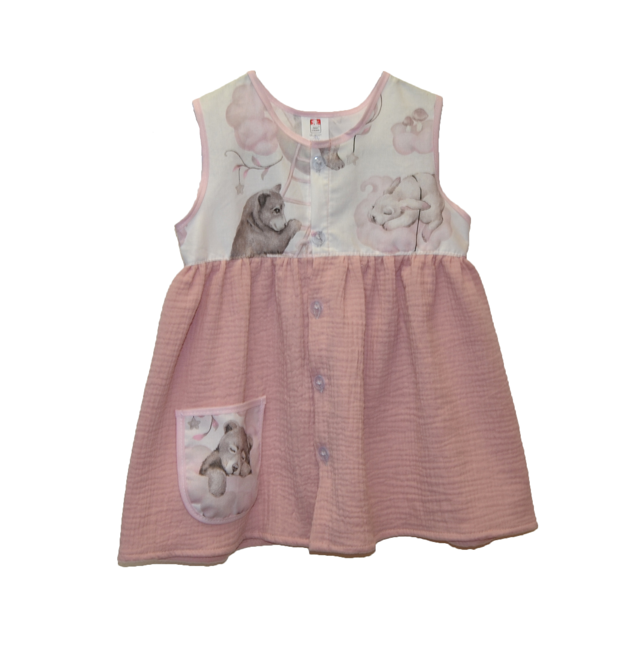 Zástěrka do školy Dětský svět mušelínová Gábinka se zvířátky vel.134