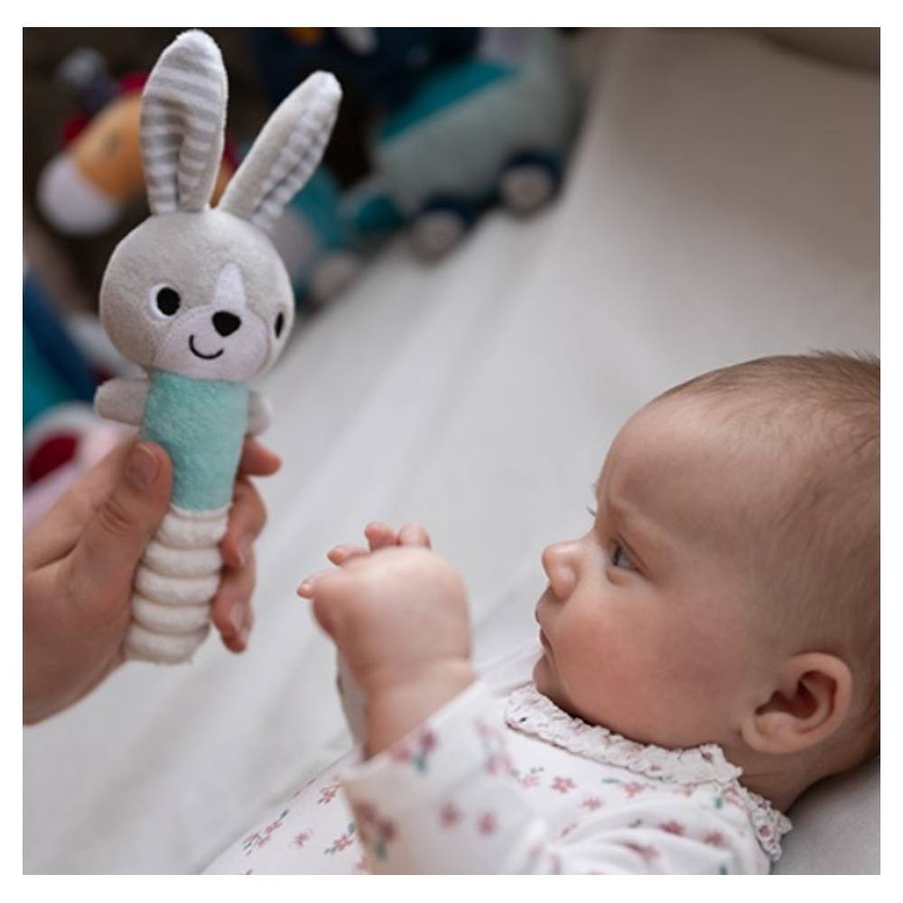 Plyšová hračka s pískátkem Babyono HEY! BUNNY tyrkysová
