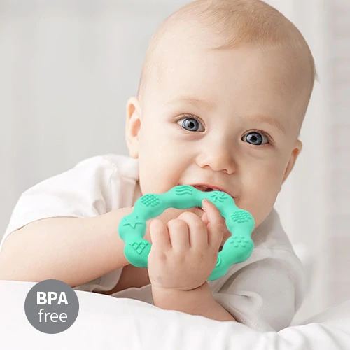 Kojenecké silikonové kousátko BabyOno RING mátové