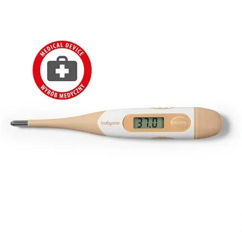 Dětský digitální teploměr BabyOno DMT-4336 | Ohebná špička, béžový