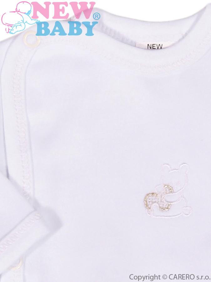 Bílá kojenecká košilka New Baby vyšívaná s bílým medvídkem velikost 62