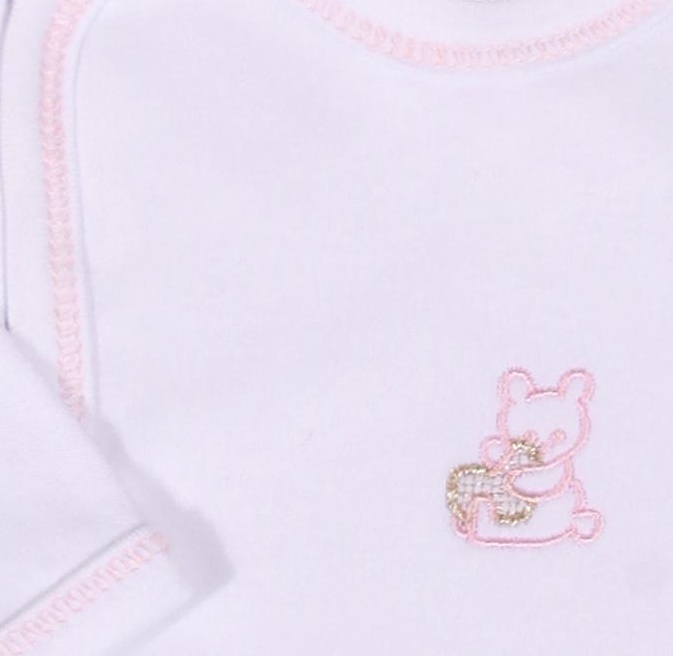Kojenecká bílá košilka New Baby vyšívaná s růžovým medvídkem velikost 62